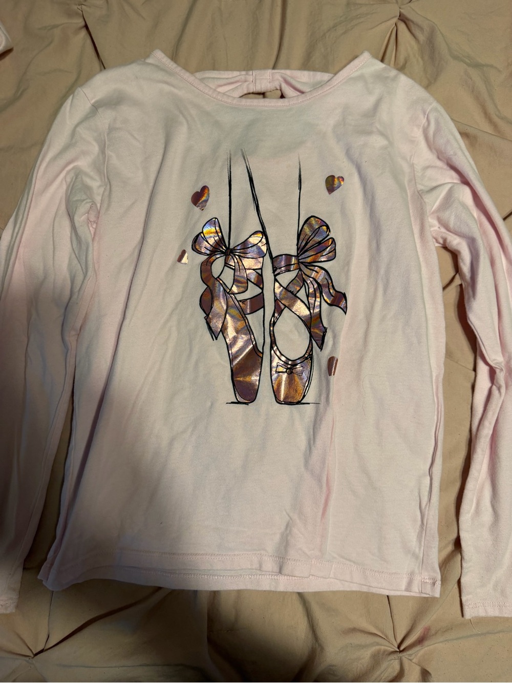 The Children's Place Pink Long-Sleeve Top with Holographic Ballet Slippers